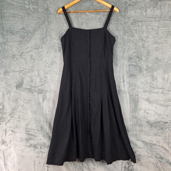 Womens Dress 10 Linen Midi Fairy Grunge Coastal Summer Casual Boho Minimalist - Picture 1 of 8